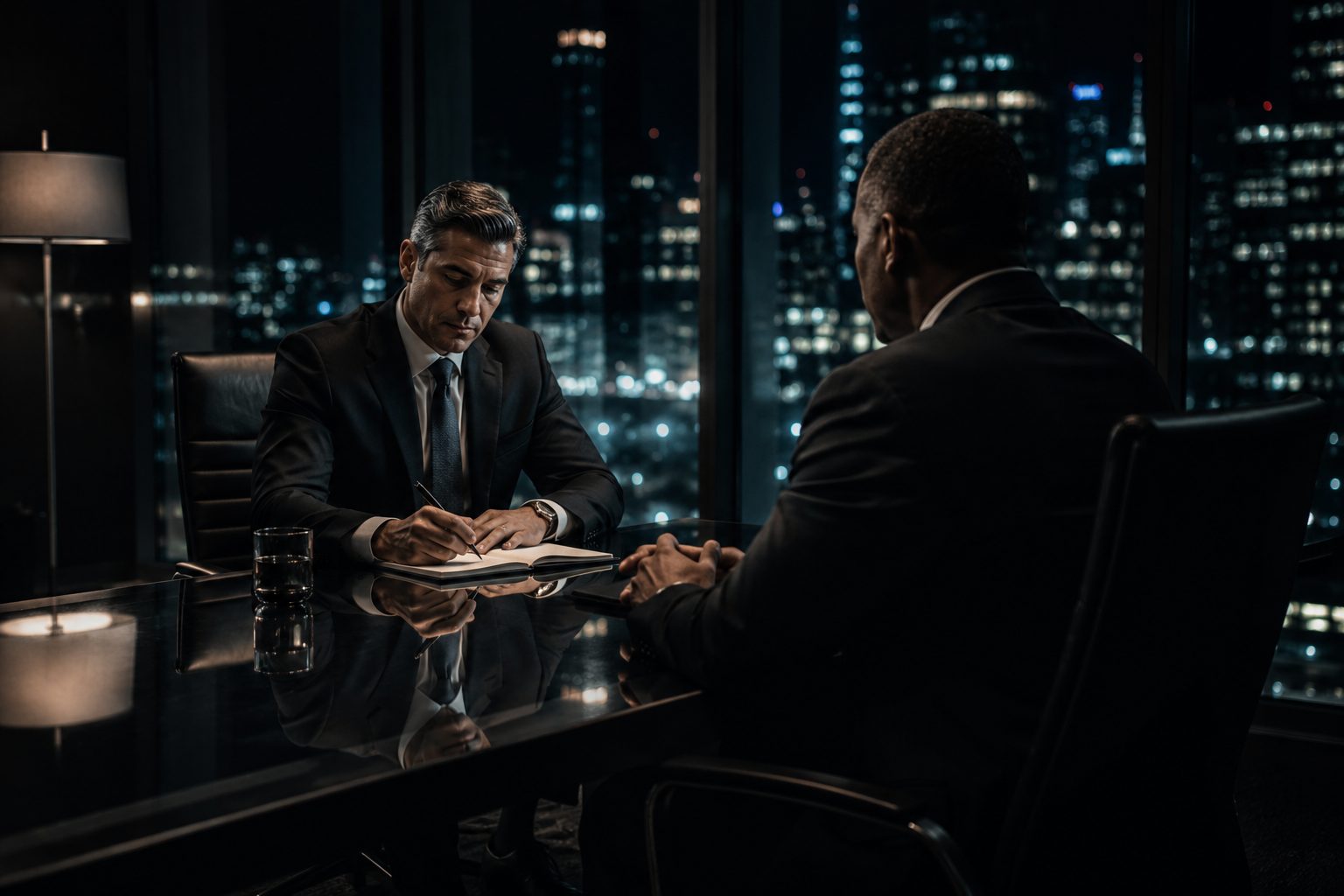 Private investigation consultation in a Chicago high-rise