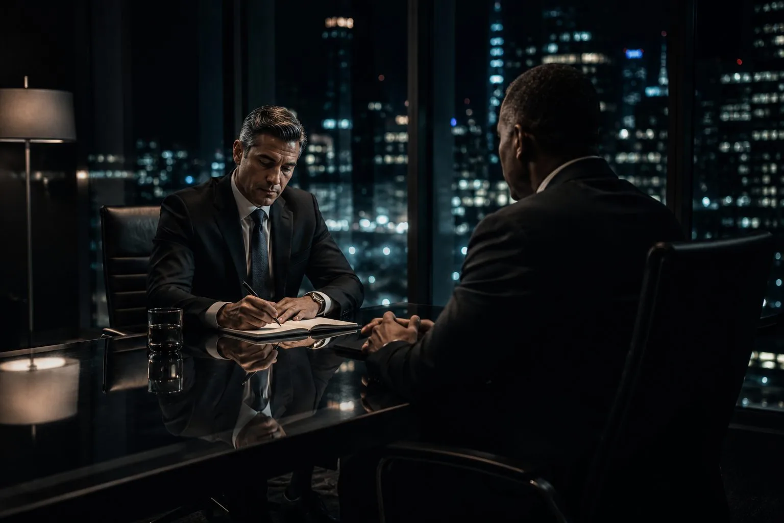 Private investigation consultation in a Chicago high-rise